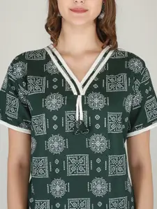 JVSP FASHION Pack Of 2 Ethnic Motifs Printed V-Neck Pure Cotton Maxi Nightdress