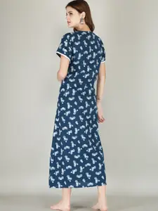 JVSP FASHION Pack Of 2 Printed V-Neck Cotton Maxi Nightdress