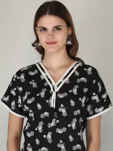 JVSP FASHION Pack Of 2 Floral Printed V-Neck Pure Cotton Maxi Nightdress