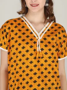 JVSP FASHION Pack Of 2 Printed V-Neck Cotton Maxi Nightdress