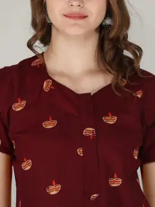 JVSP FASHION Pack Of 2 Printed Pure Cotton Maxi Nightdress