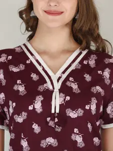 JVSP FASHION Pack of 2 Floral Printed V-Neck Pure Cotton Maxi Nightdress