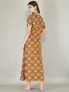 JVSP FASHION Pack Of 2 Floral Printed V-Neck Pure Cotton Maxi Nightdress