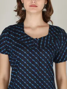 JVSP FASHION Pack of 2 Ethnic Motifs Printed V-Neck Pure Cotton Maxi Nightdress