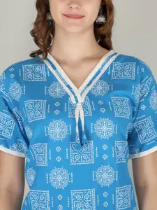 JVSP FASHION Pack Of 2 Printed Pure Cotton Maxi Nightdress