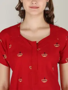 JVSP FASHION Pack of 2 Ethnic Motifs Printed V-Neck Pure Cotton Maxi Nightdress