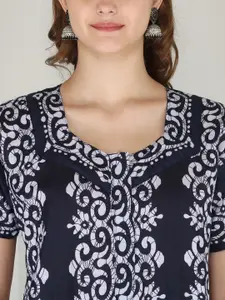 JVSP FASHION Pack of 2 Ethnic Motifs Printed V-Neck Pure Cotton Maxi Nightdress