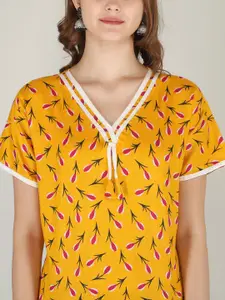 JVSP FASHION Pack Of 2 Printed V-Neck Cotton Maxi Nightdress