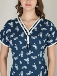 JVSP FASHION Pack Of 2 Floral Printed V-Neck Pure Cotton Maxi Nightdress