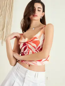 Berrylush Floral Printed Shoulder Straps Crop Top