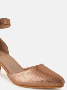 DressBerry Copper Textured Pointed Toe Slim Heels