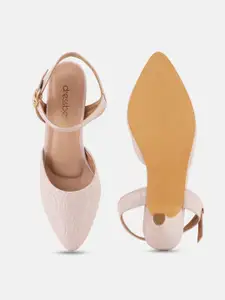 DressBerry Purple Textured Pointed Toe Slim Heels