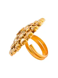 Pihtara Jewels Gold-Plated Stone-Studded Adjustable Finger Ring
