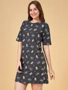 Dreamz by Pantaloons Conversational Printed T-shirt Nightdress
