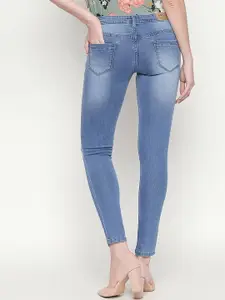 High Star Women Slim Fit High-Rise Slash Knee Stretchable Cropped Jeans