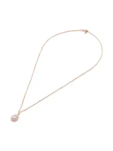Zaveri Pearls Rose Gold-Plated CZ-Studded Pendant With Chain
