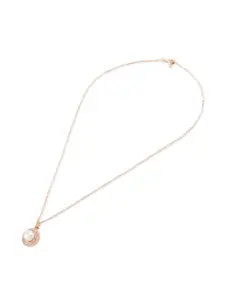 Zaveri Pearls Rose Gold-Plated Cubic Zirconia Stone Studded Pendant with Chain