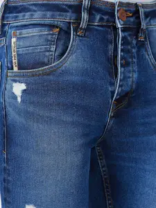 SPYKAR Men Skinny Fit Low-Rise Highly Distressed Heavy Fade Cotton Jeans