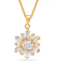LeCalla Gold-Plated CZ Stone-Studded Pendant with Chain