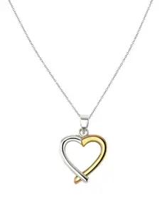 LeCalla Women Silver-Plated Heart-Shaped Pendant With Chains