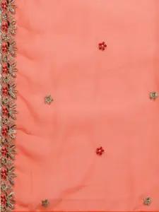 Panzora Floral Embroidered Beads & Stones Unstitched Dress Material