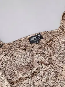 Sipsew Animal Printed Tie-Ups Flared Maxi Dress