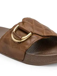 Red Tape Women Textured Buckle Detail Sliders