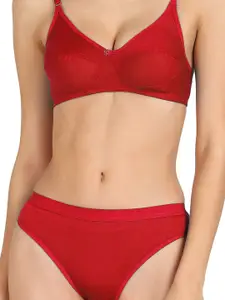 PIBU Cotton Non Padded Bra & Mid-Rise Brief