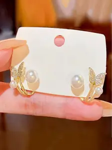 VAGHBHATT Animal Shaped Gold-Plated Drop Earrings