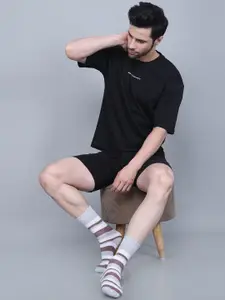 Dollar Socks Men Pack Of 3 Striped Cotton Calf-Length Socks