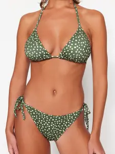 Trendyol Polka Dot Printed Lightly Padded Bra & Low-Rise Bikini