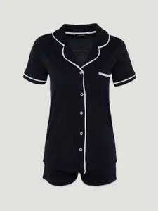 Trendyol Lapel Collar Pure Cotton Shirt With Shorts