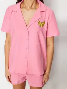 Trendyol Embroidered Lapel Collar Shirt With Shorts