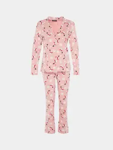 Trendyol Conversational Printed Pure Cotton Night Suit