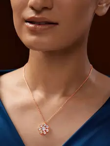 MINUTIAE Rose Gold-Plated Stones-Studded Pendant With Chain