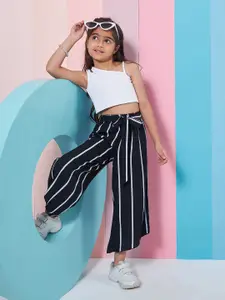 pspeaches Girls Pure Cotton Crop Top With Trousers