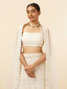 MOHEY Embroidered Semi-Stitched Lehenga & Unstitched Blouse With Dupatta