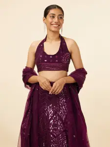 MOHEY Embellished Sequinned Semi-Stitched Lehenga & Unstitched Blouse With Dupatta