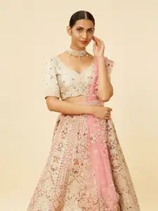 MOHEY Embroidered Art Silk Semi-Stitched Lehenga & Unstitched Blouse With Dupatta