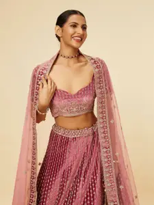 MOHEY Embroidered Semi-Stitched Lehenga & Unstitched Blouse With Dupatta