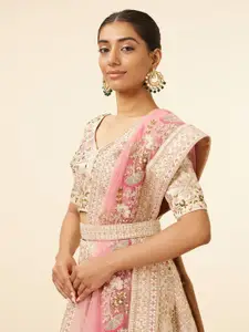 MOHEY Embroidered Sequinned Semi-Stitched Lehenga & Unstitched Blouse With Dupatta