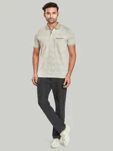 CELSIUS Geometric Printed Polo Collar Jacquard T-shirt