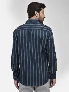Crimsoune Club Classic Slim Fit Striped Spread Collar Long Sleeves Casual Shirt