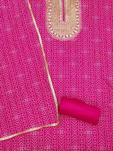 Panzora Bandhani Embroidered Sequinned Unstitched Dress Material