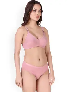 Aamarsh Pack Of 3 Cotton Cotton Non Padded Bra & Mid-Rise Brief