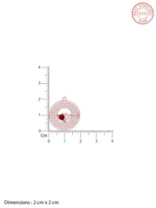 GIVA 925 Sterling Silver Rose Gold-Plated Cubic Zirconia Studded Circular Pendant & Chain