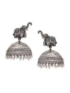 Priyaasi Silver-Plated Elephant Shaped Jhumkas