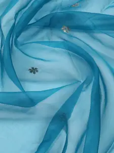 Meena Bazaar Leheriya Printed Zari Organza Unstitched Dress Material