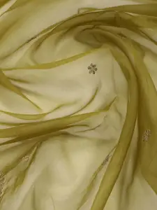 Meena Bazaar Leheriya Printed Zari Organza Unstitched Dress Material