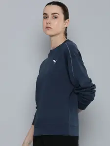 Puma Women Solid Drop-Shoulder Sleeves Her French Terry Cotton Sweatshirt